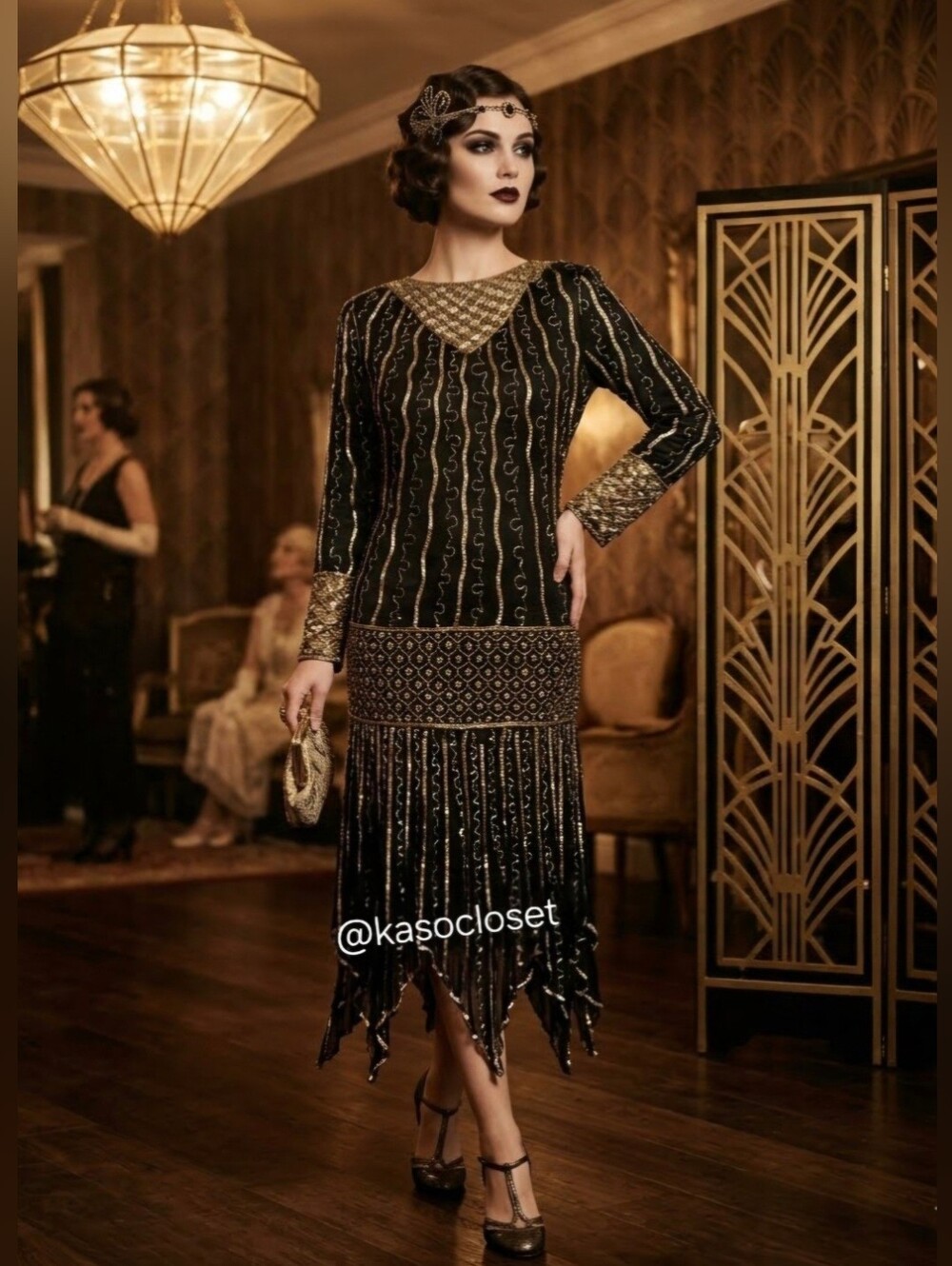 Authentic Handmade Glass Beaded Flapper Low Waist Dress, Sz SM/Med